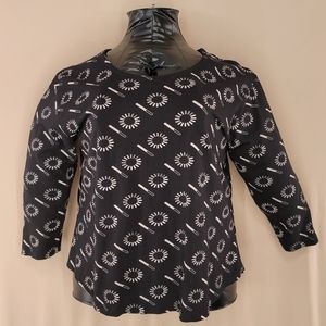 3X Svaha Loading Bar/Throbber Pattern Black 3/4 Length Sleeve Top